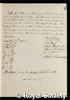 Parkinson, Thomas: certificate of election to the Royal Society