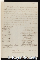 Goodricke, John: certificate of election to the Royal Society