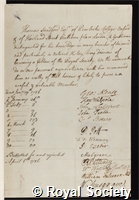 Sandford, Thomas: certificate of election to the Royal Society