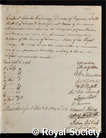 Vallancey, Charles: certificate of election to the Royal Society