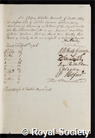 Webster, Sir Godfrey: certificate of election to the Royal Society