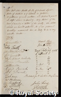 Hewett, John: certificate of election to the Royal Society
