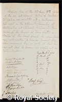 Rees, Abraham: certificate of election to the Royal Society