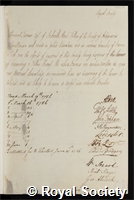 Turnor, Edmund: certificate of election to the Royal Society