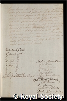 Pearson, George: certificate of election to the Royal Society