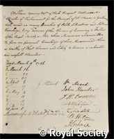 Young, Sir William: certificate of election to the Royal Society