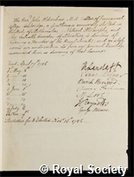Oldershaw, John: certificate of election to the Royal Society