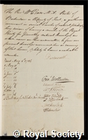Rose, William: certificate of election to the Royal Society