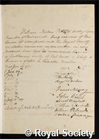 Pitt, William Morton: certificate of election to the Royal Society