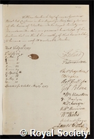 Bentinck, William: certificate of election to the Royal Society