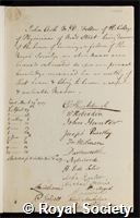 Ash, John: certificate of election to the Royal Society