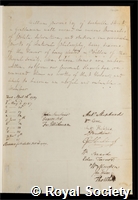 Parsons, William: certificate of election to the Royal Society