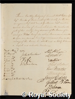 Parkyns, Thomas Boothby, Baron Rancliffe: certificate of election to the Royal Society
