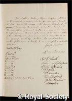 Sibthorp, John: certificate of election to the Royal Society