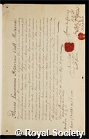 Crell, Lorenz Florenz Friedrich von: certificate of election to the Royal Society
