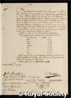 Jeurat, Edme-Sebastien: certificate of election to the Royal Society