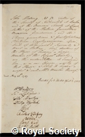 Hedwig, Johann: certificate of election to the Royal Society
