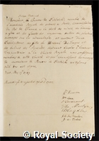 Dietrich, Philippe Frederic de, Baron: certificate of election to the Royal Society