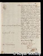 Morozzo, Count Carlo Luigi: certificate of election to the Royal Society