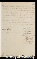 Lavoisier, Antoine Laurent: certificate of election to the Royal Society