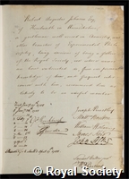 Johnson, Robert Augustus: certificate of election to the Royal Society