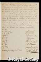 Wilkins, Sir Charles: certificate of election to the Royal Society