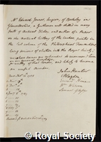 Jenner, Edward: certificate of election to the Royal Society