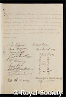 Bennet, Abraham: certificate of election to the Royal Society