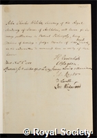 Wilcke, Johann Karl: certificate of election to the Royal Society