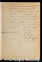 Kastner, Abraham Gotthelf: certificate of election to the Royal Society
