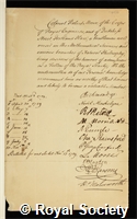 Morse, Robert: certificate of election to the Royal Society
