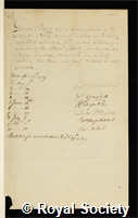 Rogers, George: certificate of election to the Royal Society