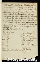 Belward, Richard: certificate of election to the Royal Society