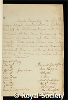 Beaufoy, Mark: certificate of election to the Royal Society