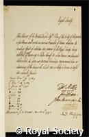 Reeves, John: certificate of election to the Royal Society