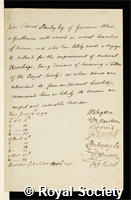 Stanley, John Thomas, Baron Stanley of Alderley: certificate of election to the Royal Society