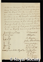 Morgan, William: certificate of election to the Royal Society