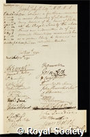 Jekyll, Joseph: certificate of election to the Royal Society
