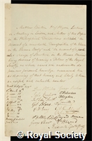 Baillie, Matthew: certificate of election to the Royal Society