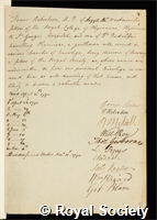 Robertson, James: certificate of election to the Royal Society