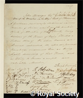 Spranger, John: certificate of election to the Royal Society