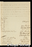 Hawkins, John: certificate of election to the Royal Society