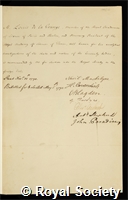 Lagrange, Joseph Louis: certificate of election to the Royal Society