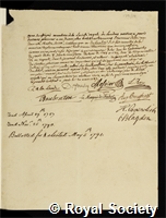 Delambre, Jean Baptiste Joseph: certificate of election to the Royal Society