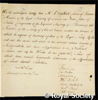 Huilier, Simon Antoine Jean L': certificate of election to the Royal Society
