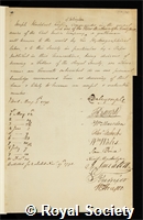 Huddart, Joseph: certificate of election to the Royal Society