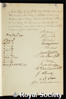 Long, Charles, Baron Farnborough: certificate of election to the Royal Society