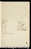 Clarke, James Stanier: certificate of election to the Royal Society