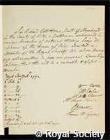 Hoare, Sir Richard Colt: certificate of election to the Royal Society