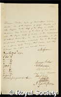 Forster, Thompson: certificate of election to the Royal Society